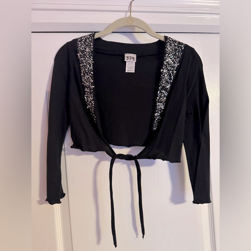 2000s Black Sequin Bolero Jacket